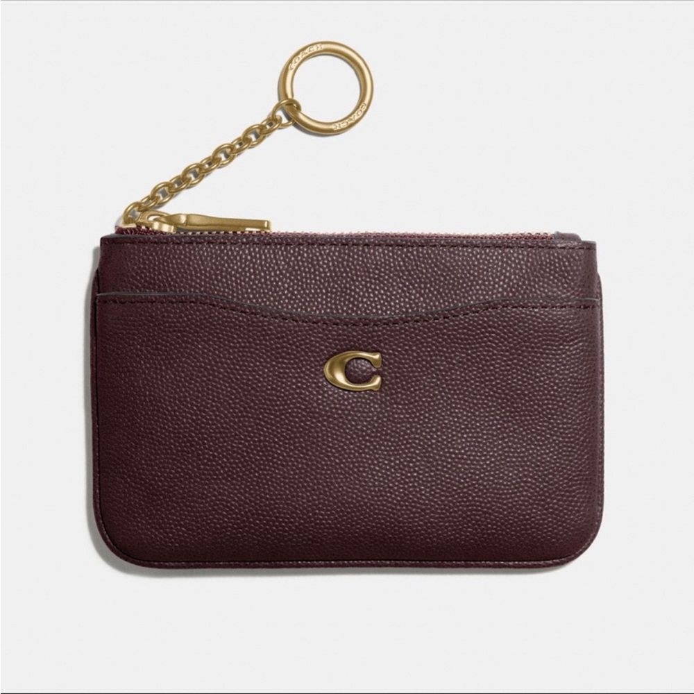 COACH Tabby Coin Purse / Card Case with Keychain in Oxblood color